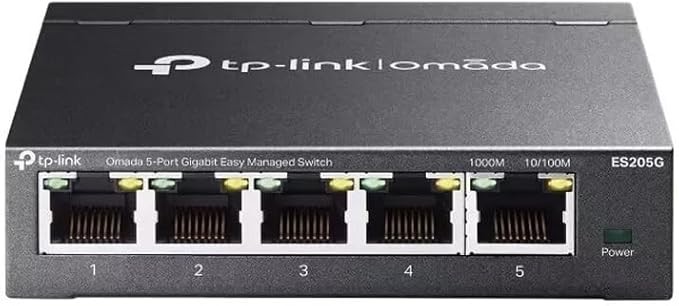 TP-Link Omada ES205G 5-Port Gigabit Managed Switch, Metallgehäuse, VLAN, IGMP-Snooping
