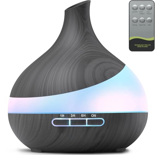 aroma diffuser 500 ml mit fernbedienung für große räume, 14 farben led, timer