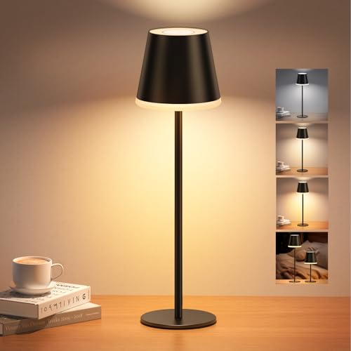 led tischlampe kabellos dimmbar mit akku 5200mah höhenverstellbar schwarz