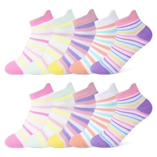Sneaker Socken Kinder 27-30, Bunte Streifen, Baumwolle, Jungen & Mädchen