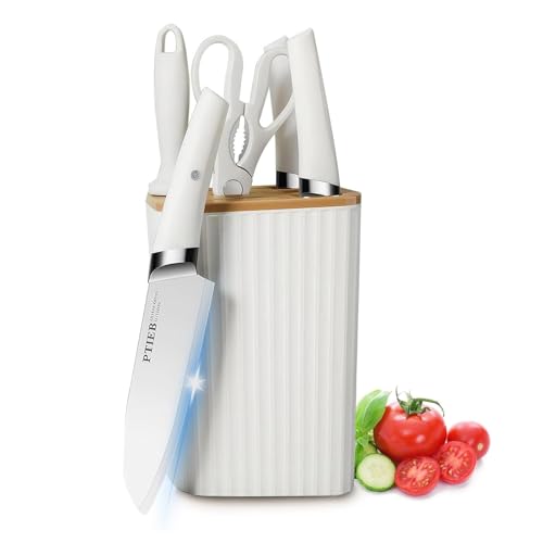justup küchenmesser set 6-teilig edelstahl mit block antihaft ergonomischer griff