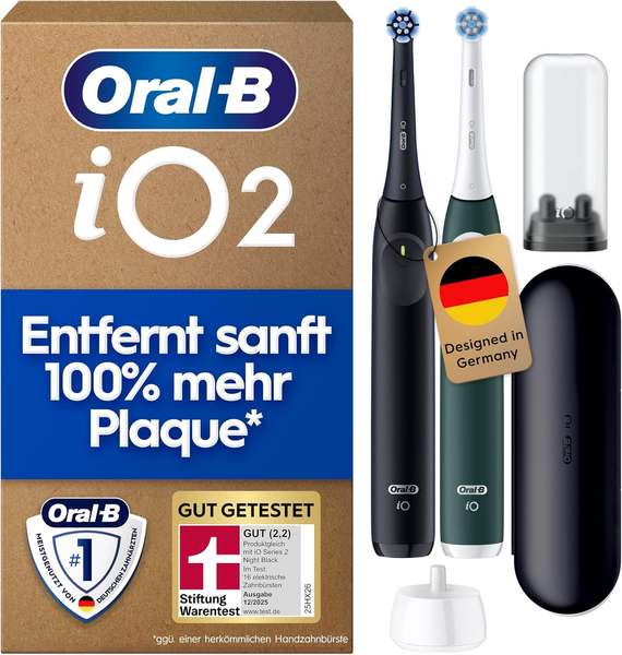 Oral-B iO Series 2 Elektrische Zahnbürste Doppelpack Schwarz/Grün
