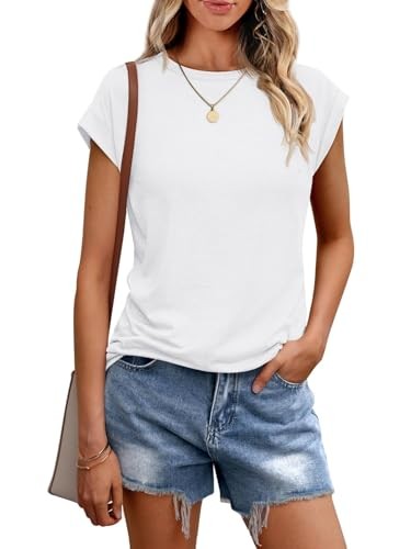 Cuptacc Damen T-Shirt Kurzarm Rundhals Oberteil Basic Sommer Bluse Business