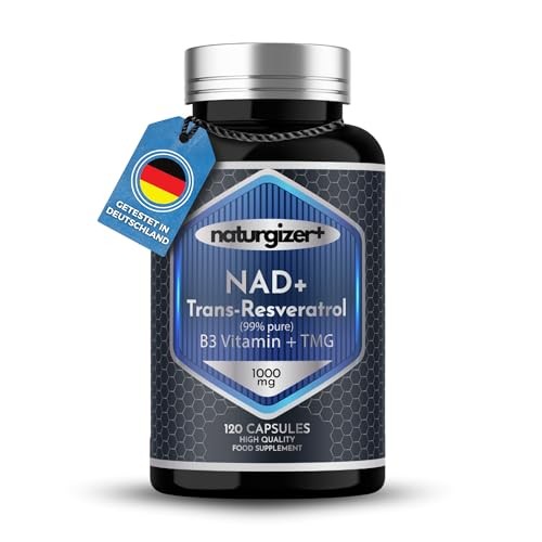 NAD Plus (echtes NAD+) mit Trans-Resveratrol, Niacinamid, Betain | 120 Kapseln