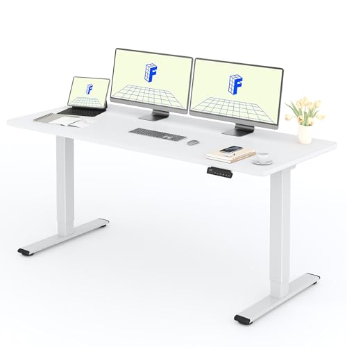 flexispot höhenverstellbarer schreibtisch mit 2 motoren, 180 x 80 cm, weiß