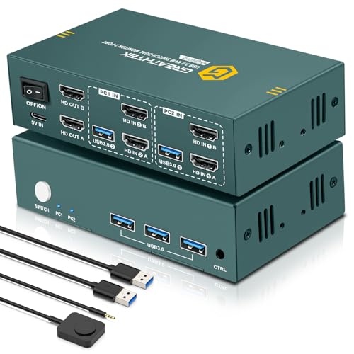 hdmi kvm switch 2 pc 2 monitor 4k 60hz mit usb-kabeln zum teilen von geräten