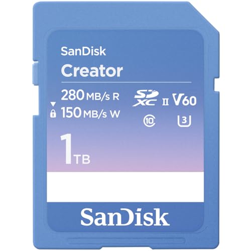 sandisk creator sd-uhs-ii speicherkarte 1 tb v60 280 mb/s lesen 150 mb/s