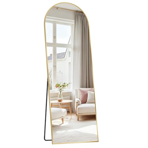 SONGMICS Ganzkörperspiegel 160 x 50 cm, gewölbter Standspiegel blassgold