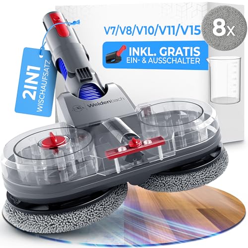 Produktbild: wischaufsatz für dyson v7/v8/v10/v11/v15/gen5, elektrischer staubsauger, nass- und trockensauger mit wassertank und 8 waschbaren mops