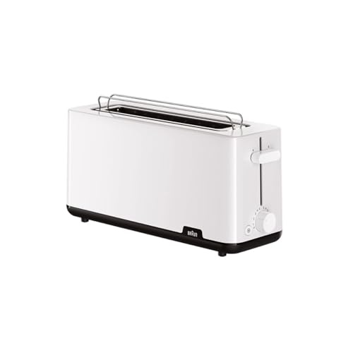Braun Toaster HT1110WH, extra langer Schlitz 25 cm, 8 Bräunungsstufen, 1030 W, Weiß