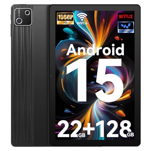 Android 15 Tablet 10 Zoll 22GB+128GB+1TB TF Octa Core Wi-Fi 6G, 6200mAh - Schwarz