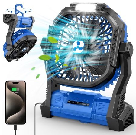 akku-ventilator pdbest mit led-laterne und ladefunktion für 15,11 euro