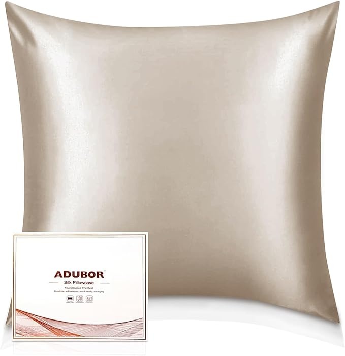 **Adubor 100% Seidenkissenbezug 80x80 cm, 23 Momme, Fadenzahl 900, Beige**