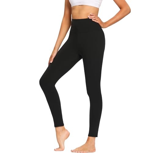 High Waist Leggings Damen, Elastische Blickdichte Sporthose für Gym Yoga (Schwarz, L-XL)