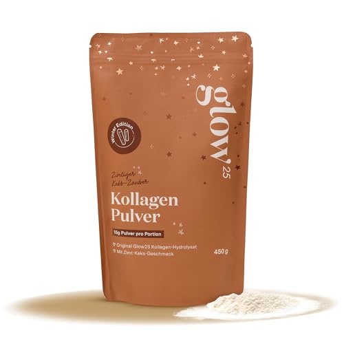 collagen pulver glow25 zimtkeks 450g - hydrolysat typ 1 und 3 - gute löslichkeit
