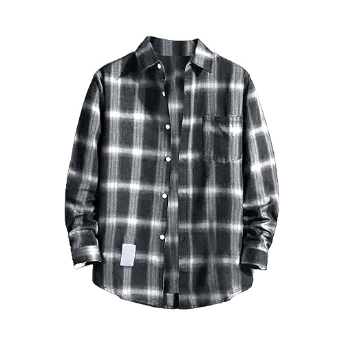 flannel shirt männer langarm kariert regular fit dfdean schwarz grün blau 100% baumwolle S-5XL