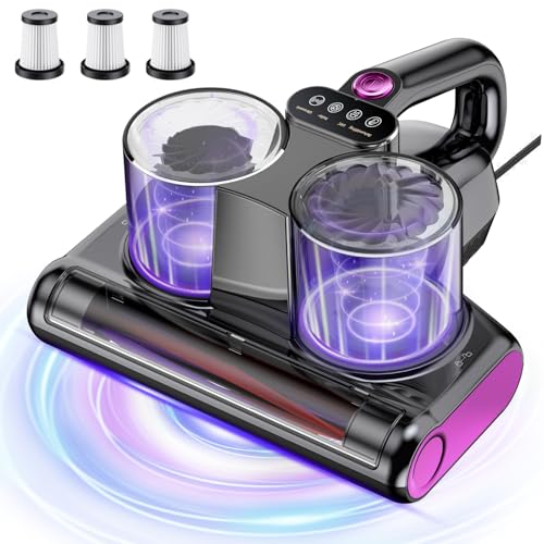milbensauger jphyll mit uv-c licht, 16kpa saugkraft, 3 hepa filter, ultraschall, hitze