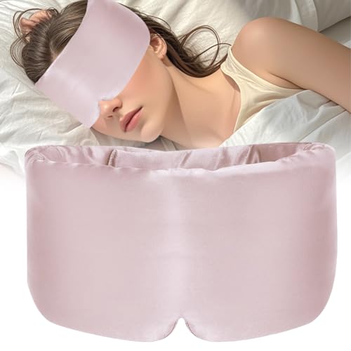 schlafmaske 100% maulbeerseide für herren und frauen, verstellbares kopfband, rosa
