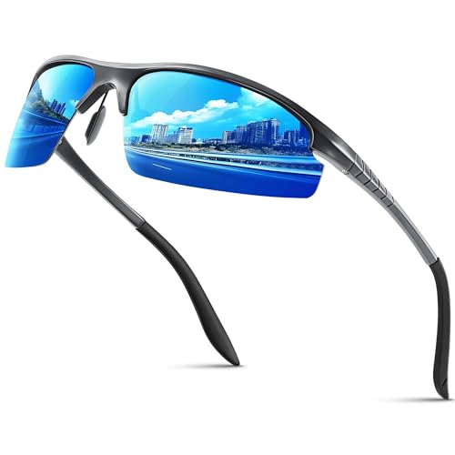 kunchu polarisierte sonnenbrille herren al-mg metallrahmen uv400 sportbrille