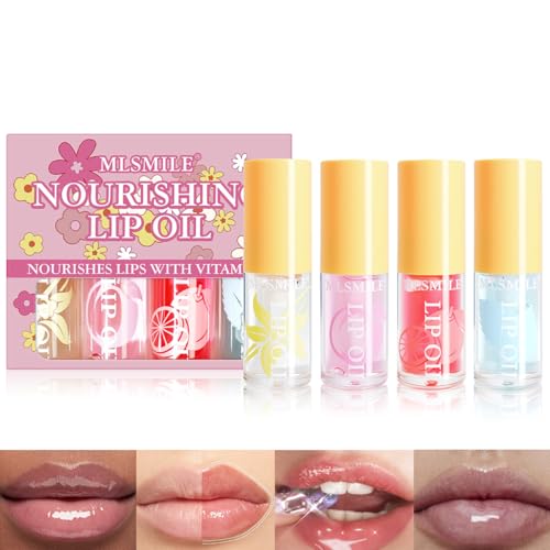 baorder lippenöl und lipgloss-set 4-teilig, feuchtigkeitsspendend, fruchtgeschmack