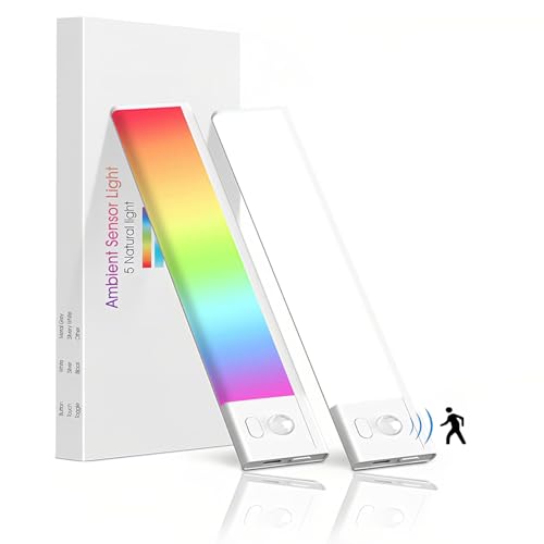 rgb led lightbar akku lampe mit bewegungsmelder, dimmbar usb unterbauleuchte