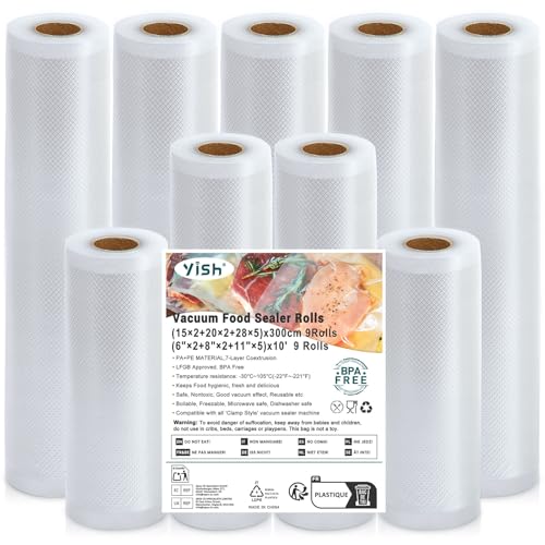 Produktbild: vakuumierbeutel yish 9 rollen 15/20/28x300cm für vakuumiergerät sous vide mikrowelle