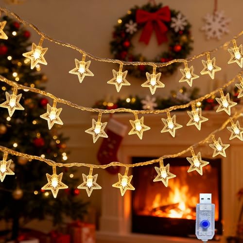 CNMTCCO lichterkette weihnachten 6m 40led warmweiß 8 modi für innen außen deko