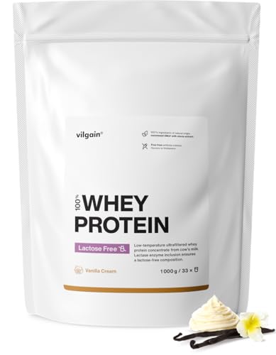 vilgain laktosefreies whey protein 1000 g 75% protein vanille gesüßt mit stevia