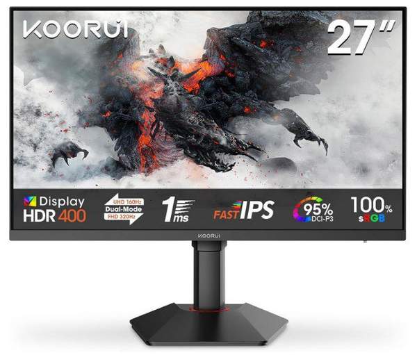 27 Zoll UHD gaming monitor KOORUI G2741L 160Hz für 349,99 Euro statt 400 Euro