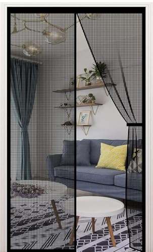 fliegengitter balkontür magnet 80x200cm, kinderleichte klebemontage, schwarz