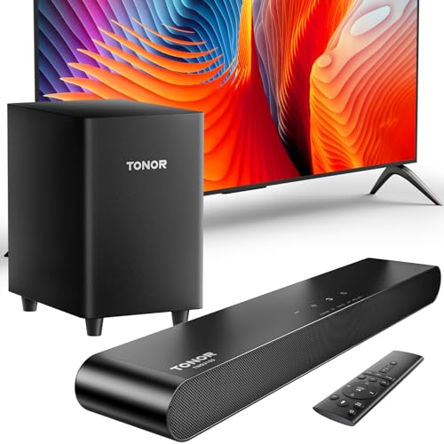 tonor tv soundbar mit subwoofer, 2.1 kanal bluetooth lautsprecher für fernseher