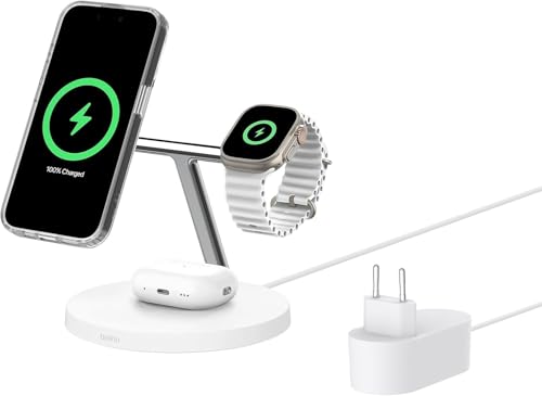 belkin boostcharge pro kabelloses 3-in-1 qi2 ladegerät für smartphone, smartwatch