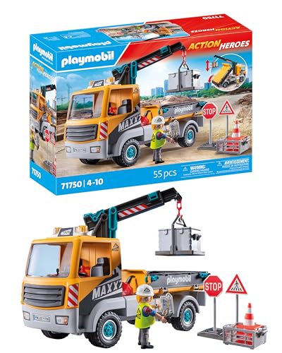 Produktbild: playmobil Baustellen-LKW mit Kran, spielzeug für kinder ab 4 jahren, 71750