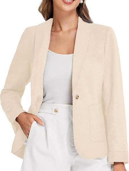 Belle Poque Damen Blazer V-Ausschnitt Einreihig Casual Basic Jacket