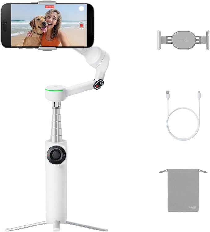 insta360 flow 2 pro gimbal mit apple dockkit, 360 kreativität, weiß