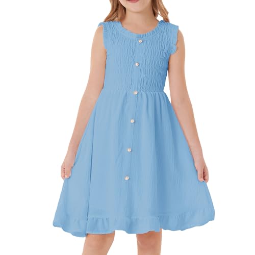 grace karin mädchen sommerkleid a-linie hellblau mit rüschen 12 jahre