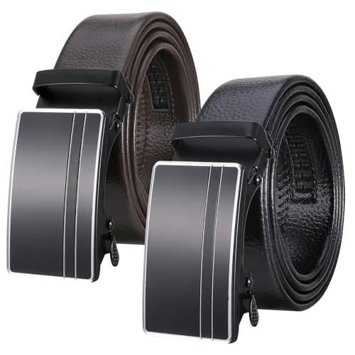 patinadrift herren gürtel leder automatik 2 Stück ohne löcher schwarz braun für jeans anzug