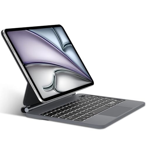 SENGBIRCH Magic Tastatur hülle für iPad Air 11" QWERTZ schwarz mit Hintergrundbeleuchtung