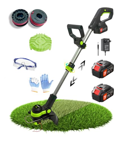 akku rasentrimmer wrneaoch 21V mit 750W motor und 2x 4.0Ah akku für gartenpflege
