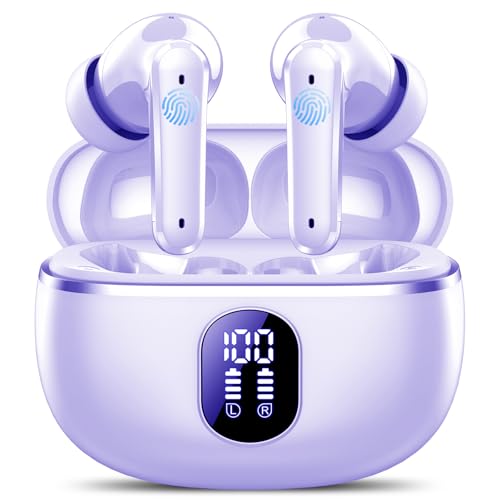 vamout kabellose bluetooth kopfhörer in-ear mit mikrofon und geräuschreduzierung violett-grau