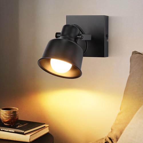gbly deckenstrahler schwenkbar 1-flammig schwarz wandstrahler e14 vintage für küche büro