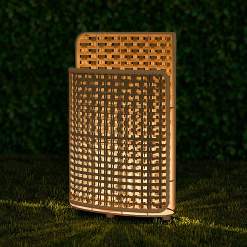 rattan laterne malux mit e27-glühbirne, ip44 wasserdicht, hängend stehend, außen balkon terrasse