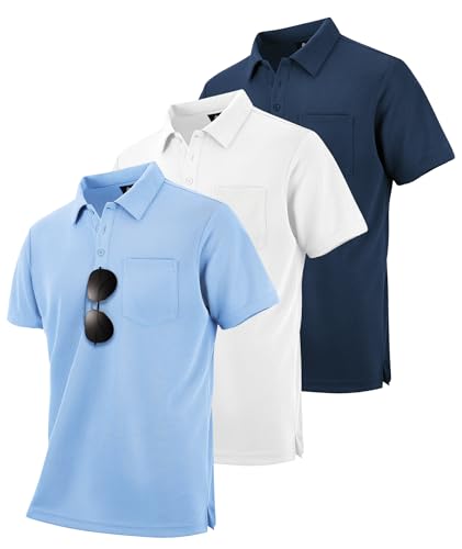 zitysport 3er Pack Herren Poloshirts Kurzarm Golf Polohemd Atmungsaktiv Regular Fit