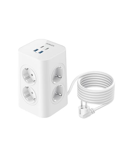 Produktbild: Anker mehrfachsteckdose mit USB-Anschlüssen, 4-fach, schwarz