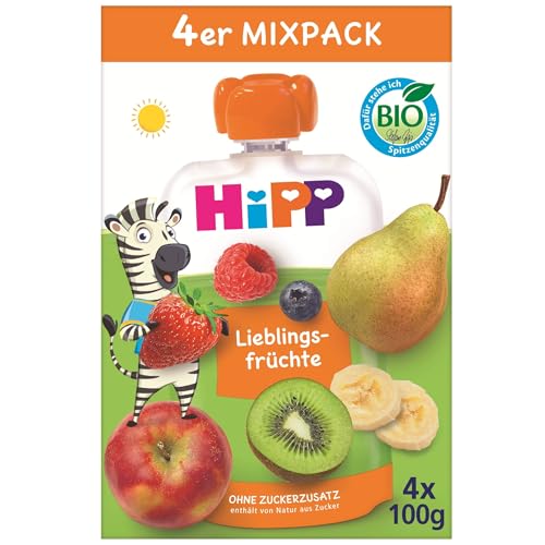 HiPP Bio Quetschbeutel Mixpack Lieblingsfrüchte, 16 Stück, ab 1 Jahr, ohne Zuckerzusatz