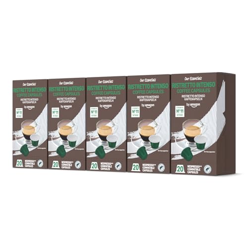 ristretto intenso kaffeekapseln nespresso kompatibel, 100 kapseln, prime by amazon