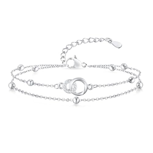 damen armbänder kupfer platin doppelring armband mit möbiusring anhänger verstellbar 16+5cm