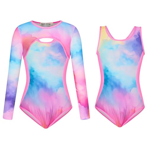 grace karin kinder badeanzug zweiteiler langarm tops + u-ausschnitt schwimmanzug rosa 6-7 jahre