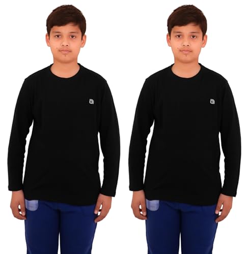 bahob 2er pack langarm t-shirt kinder jong 3-14 jahre rundhals baumwolle 11-12 jahre