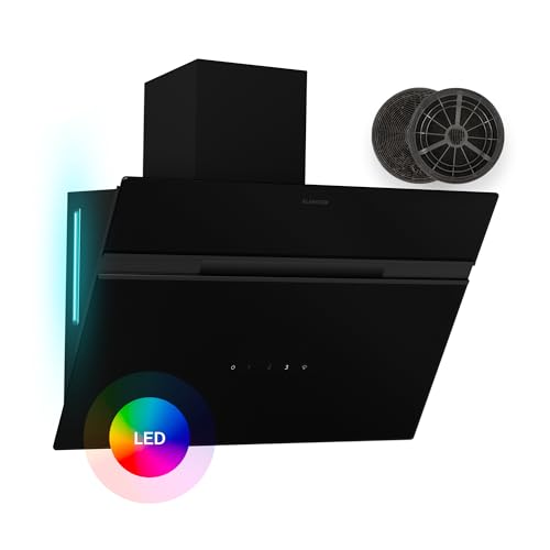 klarstein alina wandhaube 60cm, 600m/h, energieeffizienzklasse A, 9 farben, touch-control, schwarz